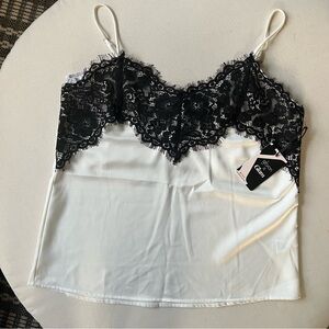 NWT Gibson X Glam Rachel Lace Trim Cami Top Women’s Small White and Black